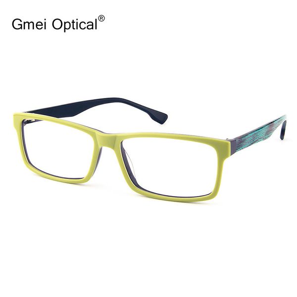 

gmei optical t9051 acetate full-rim rectangle green front frame eyeglasses for women and men spectacles eyewear, Silver