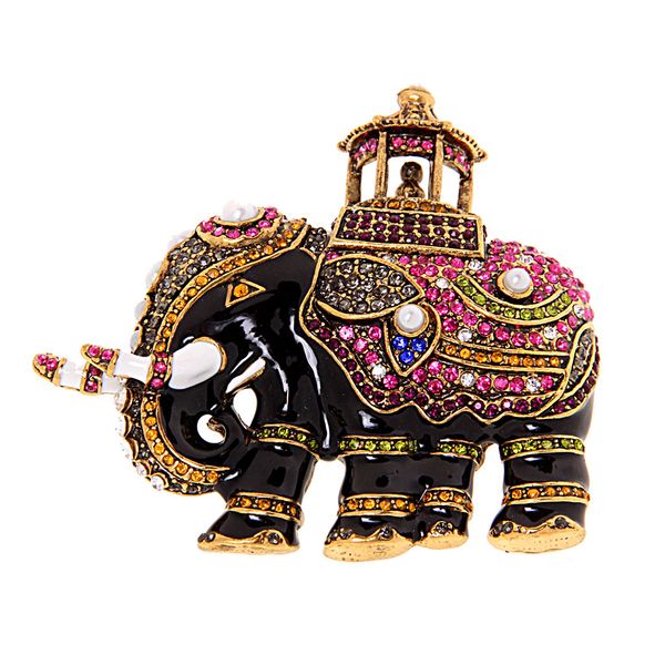 

crystal rhinestone indian elephant collar brooch pin xmas wedding gift, Gray