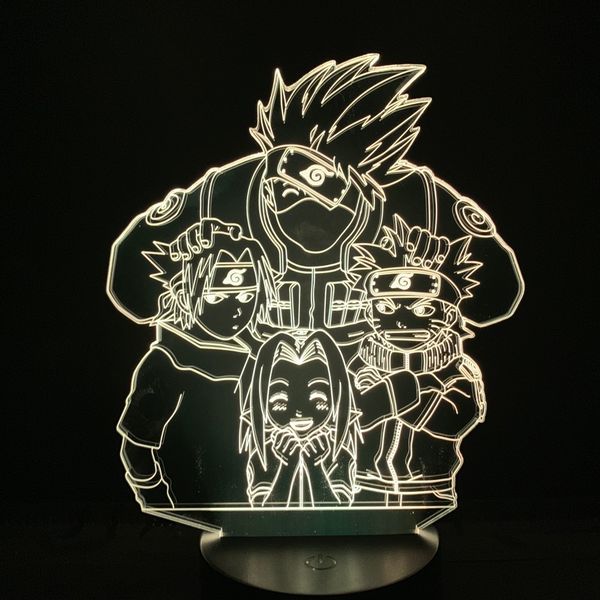 

naruto kakashi sasuke sakura japanese manga anime led night light friendship comic sensor lamp nightlight 3d lamp cartoon kids