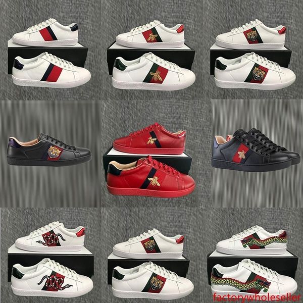 

luxury shoes for men women vintage ace sneakers triple black white red leather casual shoes flat bottom skate sports trainers shoes 2020