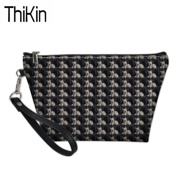 

thikin women's travel cosmetic cases west highland terrier dog printing makeup box ladies portable wash kit bags for make up