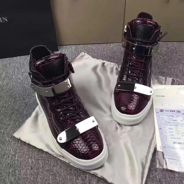

fashion old model dark chocolate color super quality couple chaine high help shoes genuine leather with stone print outdoor shoes, Black
