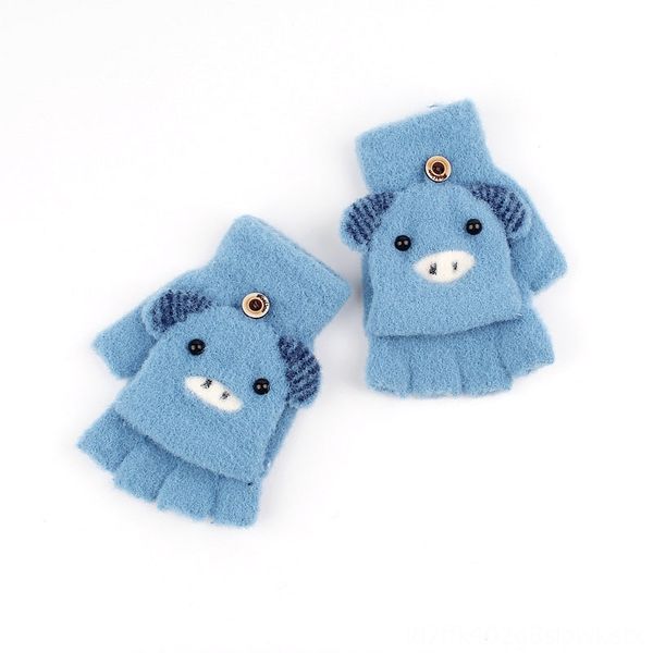 

season cute cartoon comfortable flip finger-thickened knitted children's warm finger-exposed cold-proof season cute cartoon comfortable, White
