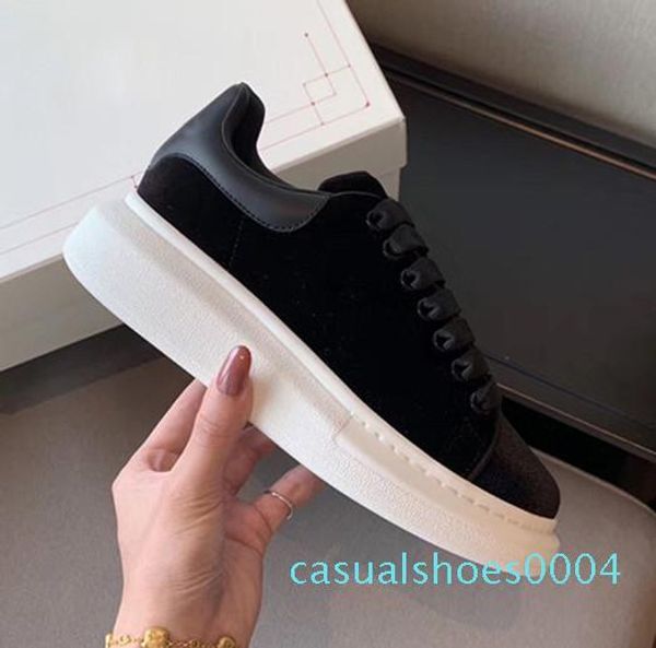 

classic mens casual shoes platform fashion luxury designer women sneakers leather velvet glitter trainer shoes des chaussures af24, Black