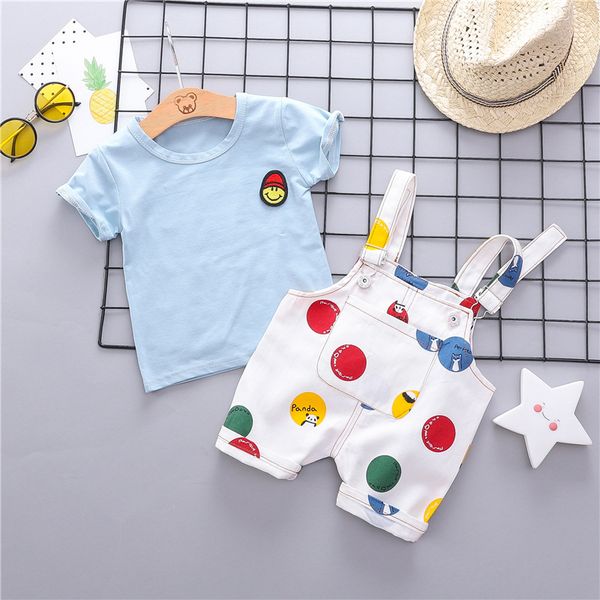 

baby girls boys clothes sets t shirt strap shorts kids children costume summer toddler infant clothing sets, White