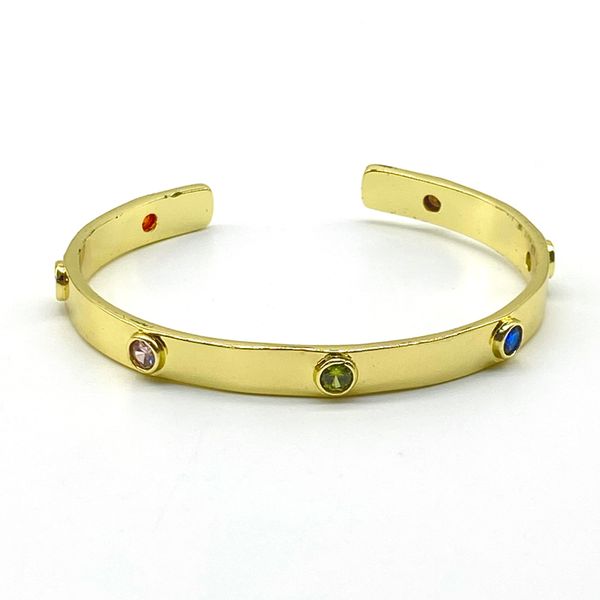 

2pcs/lot metal brass rainbow cz open bracelet, Black