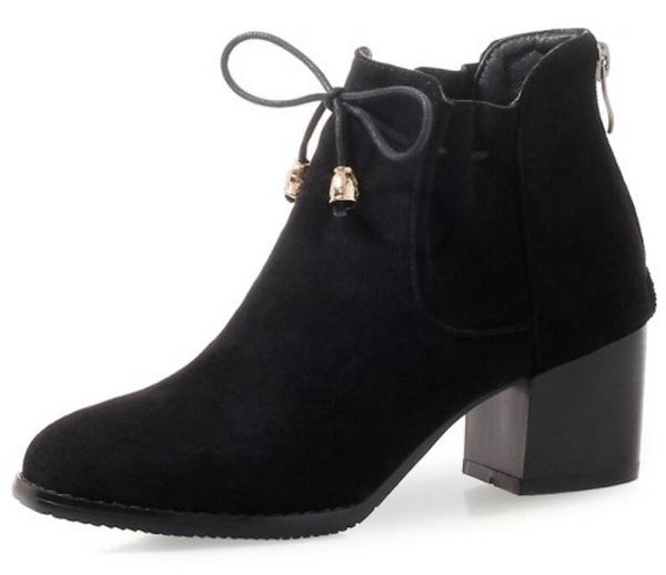 

sapato feminino women ankle boots shoes woman chunky high heels pump spring autumn booties lace up gladiator chaussures xz181626, Black