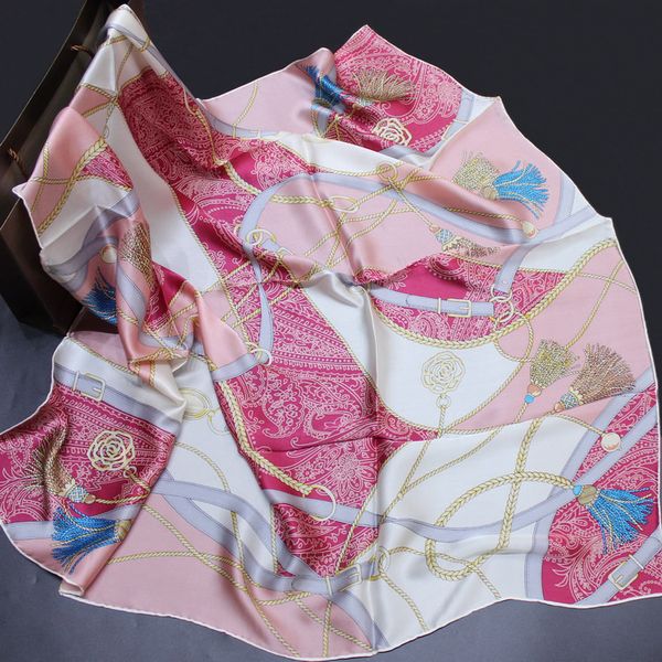 

2020 joker shawl scarf silk 110 big square scarf silk silk scarf female, Blue;gray