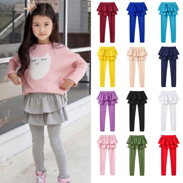 

fashsiualy autumn toddler baby kids girls double ruffles ruched solid panty dance pants trousers vetement enfant fille, Blue