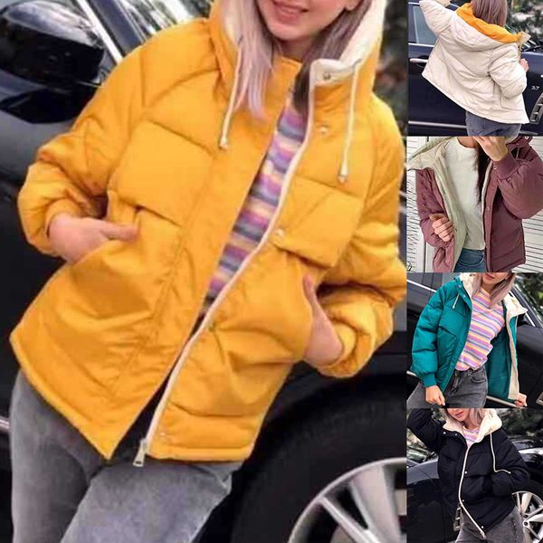 

зимнее пальто женщины ветровок женского jaqueta feminina мода женского пальто chaqueta mujer теплого осенние толстовки куртки женские утепле, Black