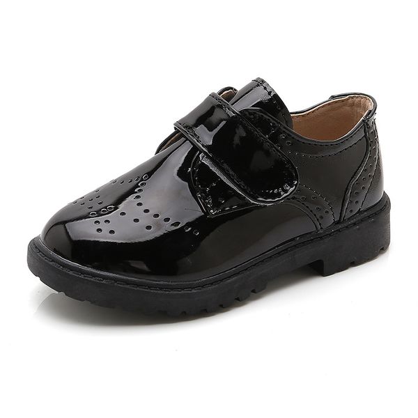 

skhek boys' black leather shoes autumn girl children' dress single shoes school performance girls' cotton-padded, Black;grey