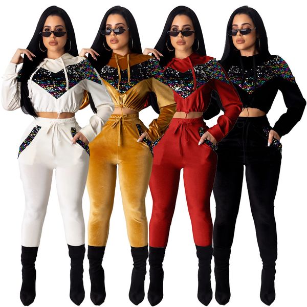 

designer swimsuit yt31911 cross-border european and american fashion womens sequin panel velvet two-piece suit, Black;gray