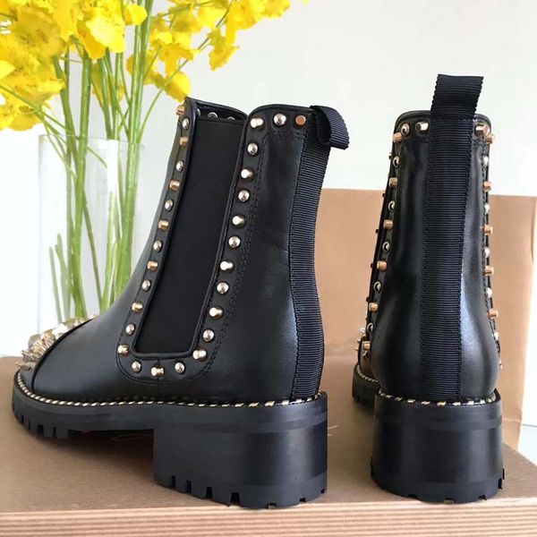 

dhl)women designer boots red bottom martin desert boot flamingos love arrow medal 100% real leather coarse size eu35-41 with box c3204, Black