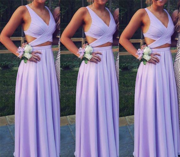 2019 Bellissimo abito da damigella d'onore lavanda lilla estate giardino di campagna matrimonio formale ospite damigella d'onore abito plus size su misura