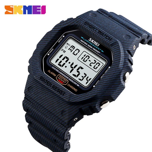 

skmei outdoor sport watch men digital watch 5bar waterproof alarm clock cowboy military fashion watches relogio masculino 1471 ly191216, Slivery;brown