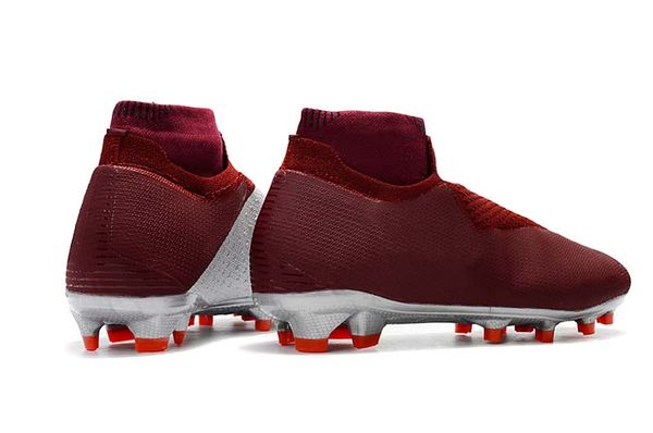 

men knitted fg/ag football shoes outdoor vision college mg shadow series red silver football boots