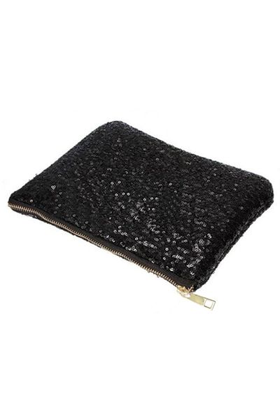 

fashion women's glitter sequins clutch evening party clutch bag black