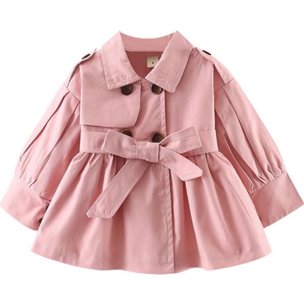 

dfxd new spring baby windbreaker toddler coats fashion pink/khaki bow belt trench coat long sleeve cotton girls jackets 1-4t, Blue;gray
