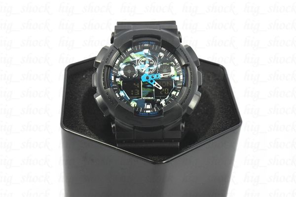 

classic black camo blue pointers brand men's sports digital wristwatch, sport reloj hombre army military relogio masculino casual hours, Slivery;brown