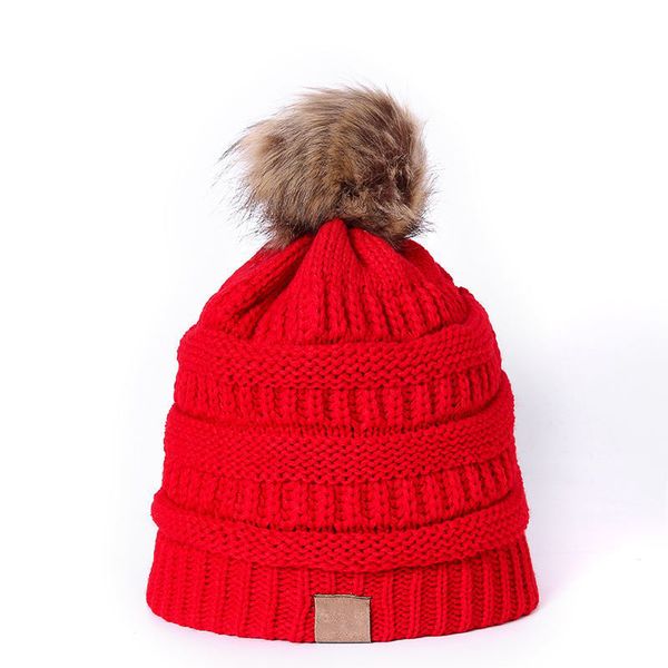 

2019 europe and the united states men and women winter warm woolen cap cc hats knitted hats bonnet pom-pom 54-60cm ,9 colors, Yellow