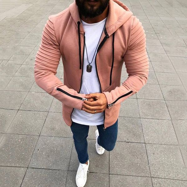 

2018 spring summer men's solid zip hooded cardigan jacket men coat mens hoodies casual jacket brand clothing mens male outwear, Black;brown