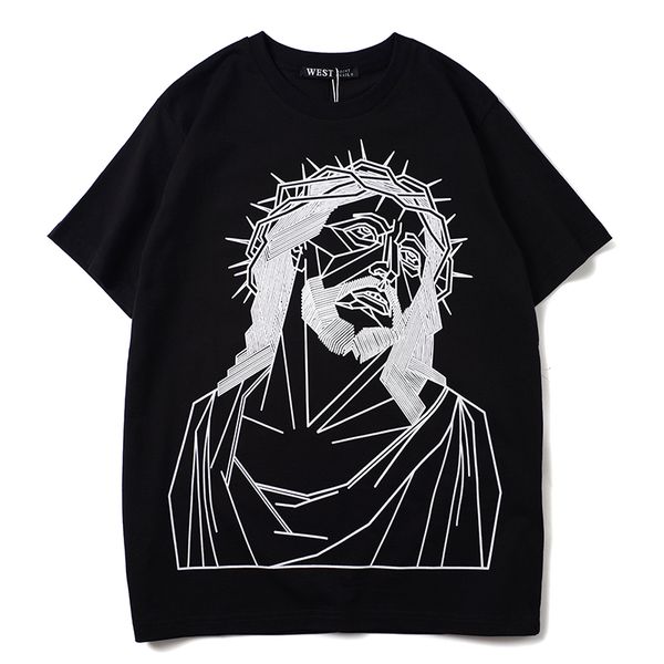 

2020 summer women tees casual high luxury christ print mens designer t shirt short sleeves men t jesus fashion shirt quality elwtt, Black