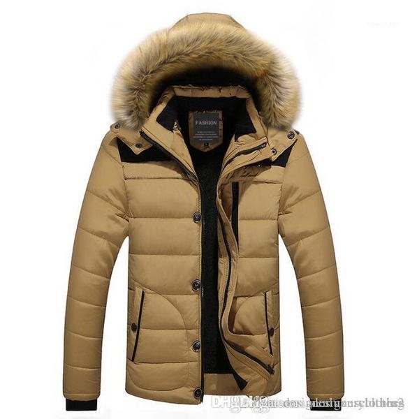 

designer down jackets fur design fleece warm thick coats clothes winter men hooded, Black