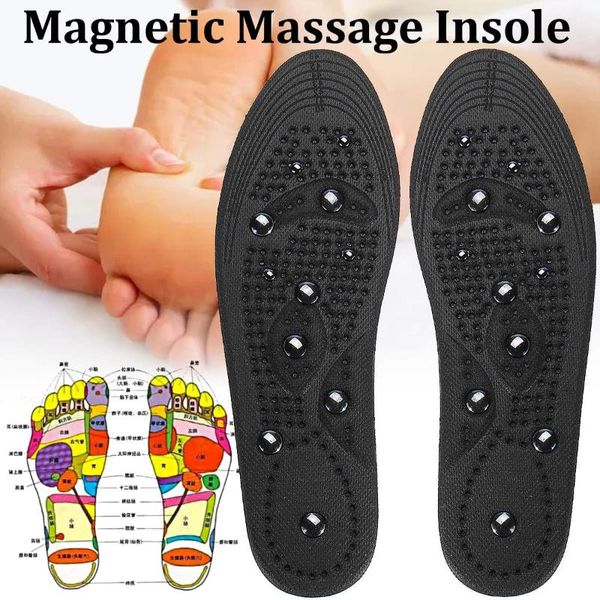 

1 pair acupressure magnetic massage insole foot therapy reflexology pain relief health massager shoes soles accessories inserts, Black