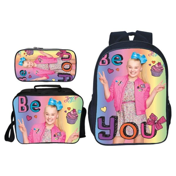 

3pcs/set star jojo siwa kids baby school bags for teenage girls daily backpack casual travel shoulder bags children bookbag