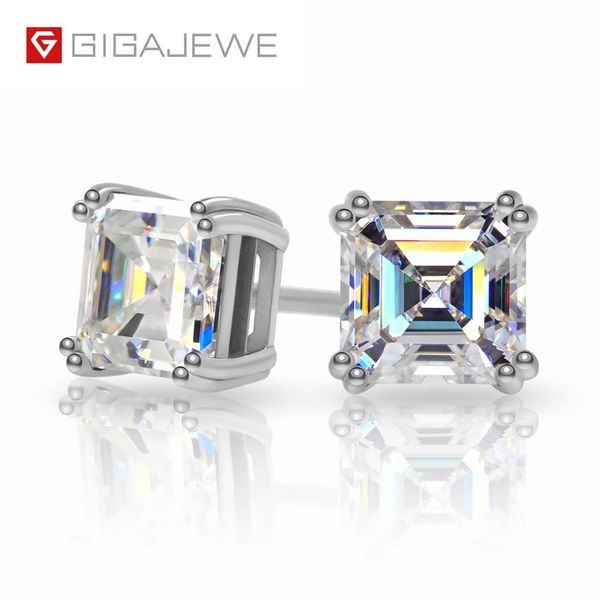 

gigajewe total 1.6ct ef asscher diamond test passed moissanite 18k white gold plated 925 silver earring jewelry girlfriend gift, Golden;silver