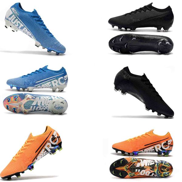 

mens low ankle football boots dream speed cr7 mercurial vapors 13 elite ag soccer shoes neymar acc superfly xiii 360 fg soccer cleats, Black