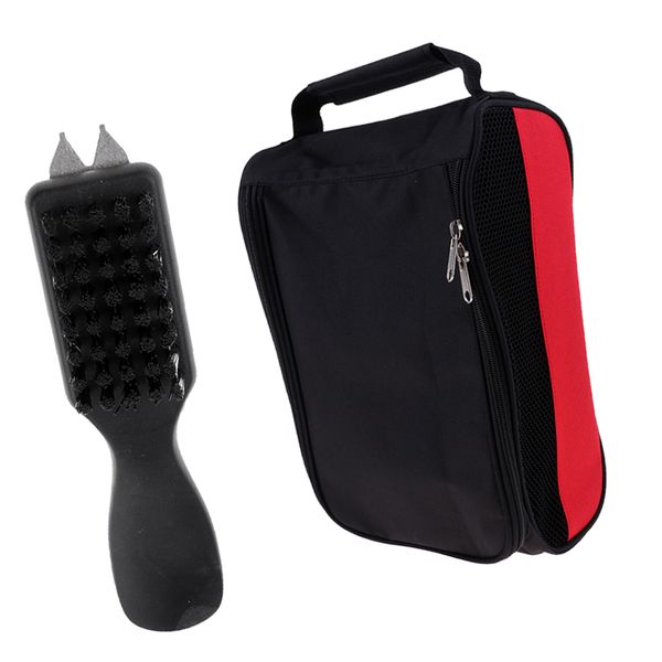 

portable golf shoes tote bag zipped sports travel shoe case with shoe brush with mud dirt remover