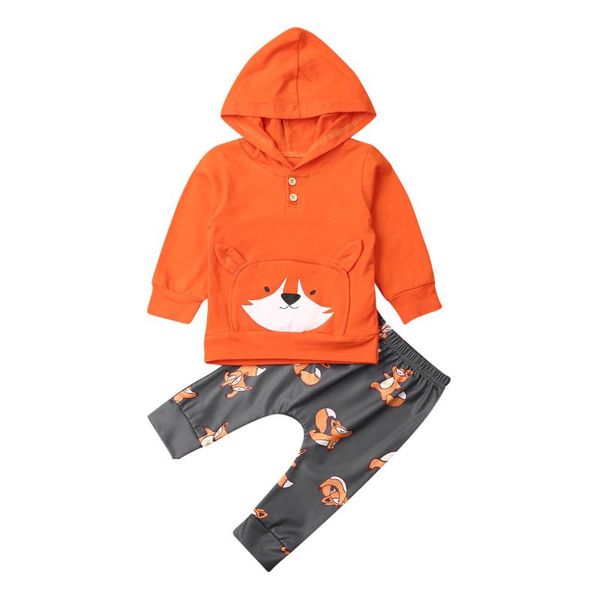 

2020 spring toddler baby girl boys long sleeve cotton print long sleeve hooded + trousers pants winter clothes, White