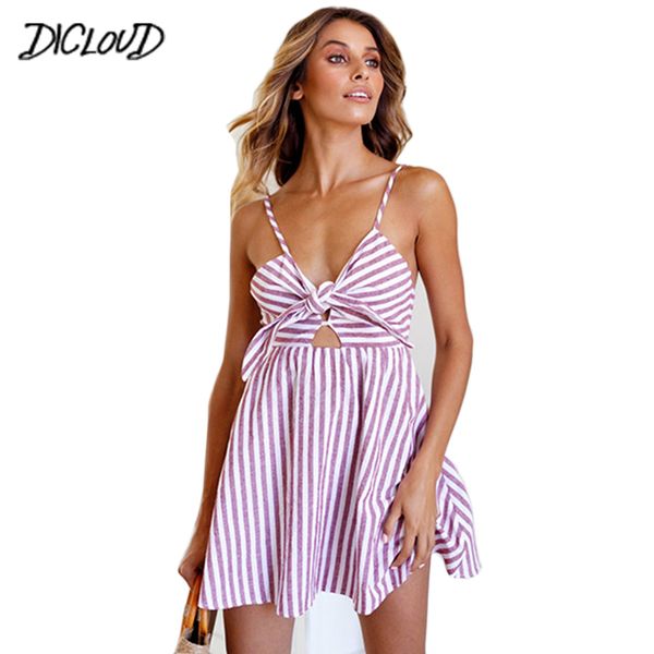 

summer stripe sleeveless dresses female bandage dress women beach dress ladies wrapped chest party short dresses, Black;pink