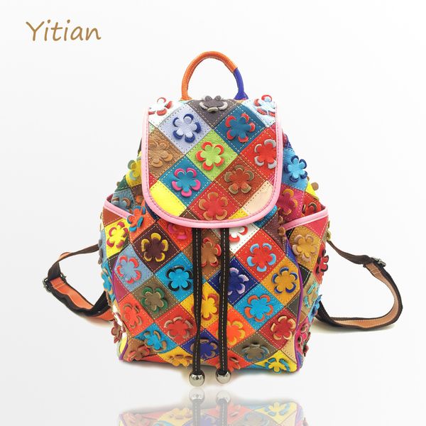 

genuine leather backpack leather backpackage flower style backpack travel backpack 5qbo