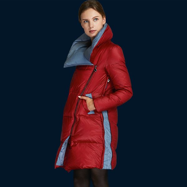 

new winter arrival women down coat elegant turn-down collar coat warm jacket new fashion brand thick outwear ao026, Black