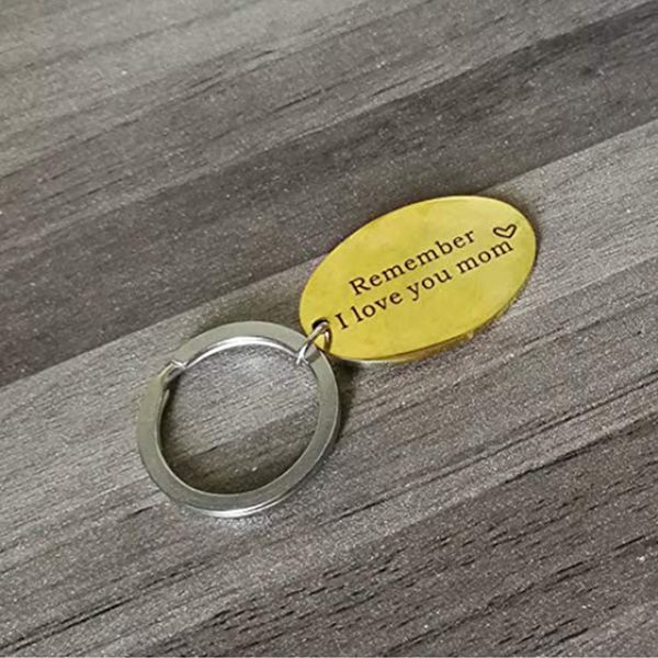 

key chain gold colors remember i love you mom diy titanium steel keychain letters key ring mother's day ring, Silver