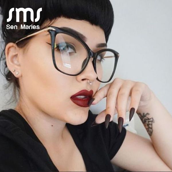 

мода cat eye солнцезащитные очки рамки для женщин sexy крупногабаритные металлическая рамка оптопорт очки очки óculos, White;black