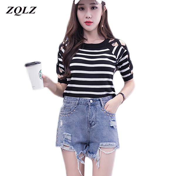 

spring summer high waisted denim shorts women zipper pocket beading hole jeans short mujer casual vintage shorts female, White;black