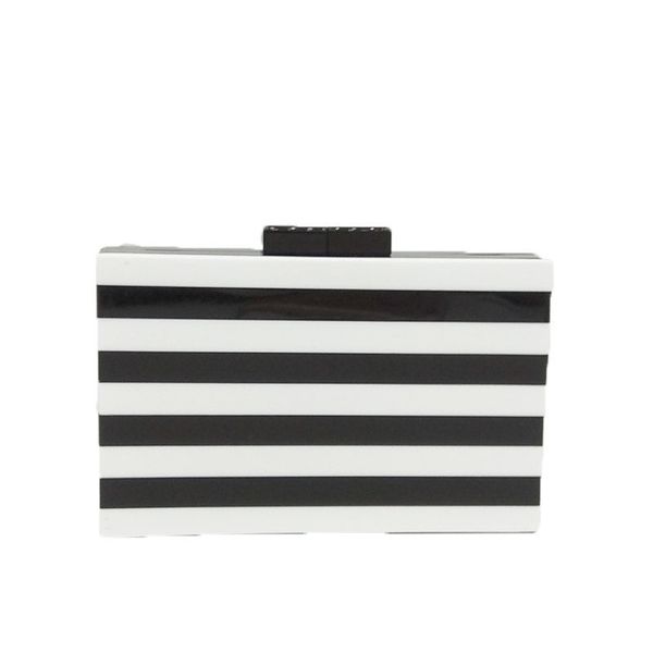 

acrylic dinner bag black and white stripes stitching banquet bag clutch evening