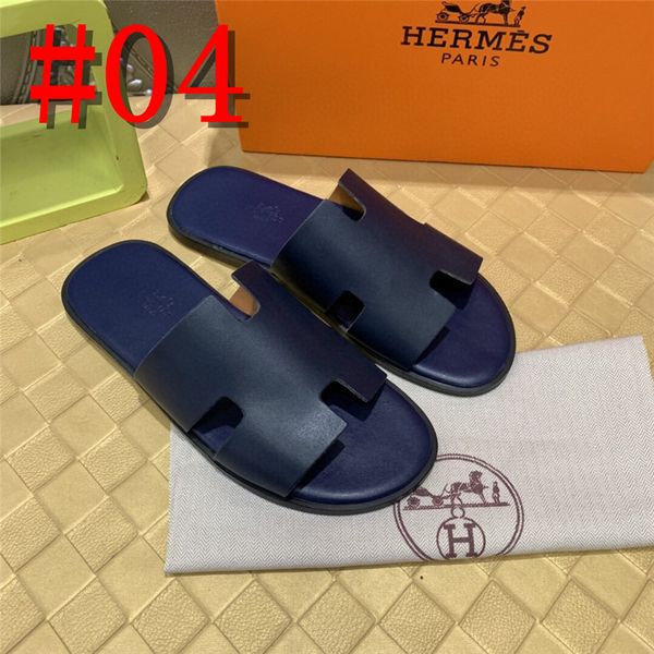 

703a summer luxury brand 2020 new men's slippers leather flip flops summer fashion beach sandals shoes for men, Blue;gray