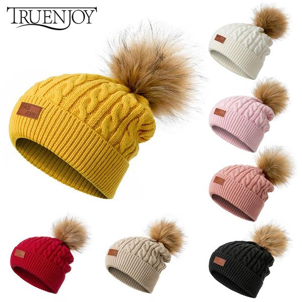 

truenjoy женская зима помпон skullies шляпа сплошной цвет вязать шапочку шляпа шапка удобные зимние вязание капот gorros, Blue;gray