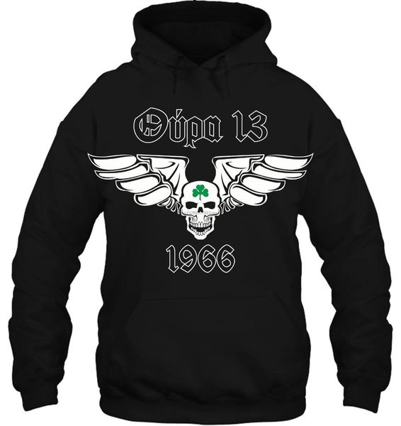 

men hoodie gate 13 panathinaikos ultras athens greece women streetwear, Black
