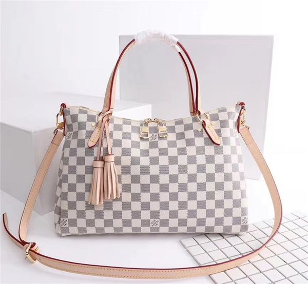 

brand tote bags women shoulder handbag fashion v genuine leather messenger bag damier azur canvas crossbody bag 40022