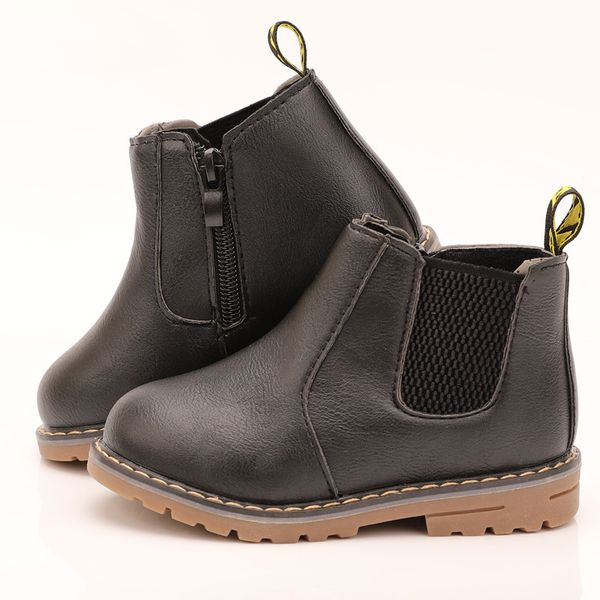 

spring and autumn kids booties black low heel leather boots girls gray kids leather boots brown martin boots kids, Black;grey