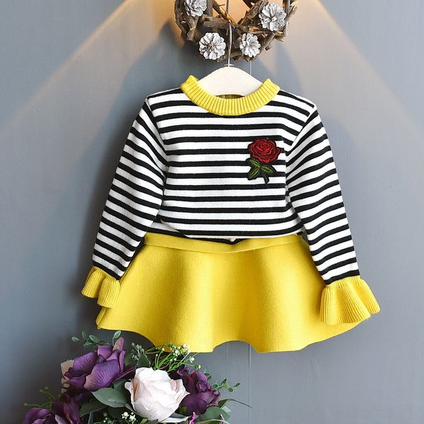 

wpsgh baby girl's children's suit skirt western style autumn dress shu children's wear girl's 3-8 years old knitted suit, Blue