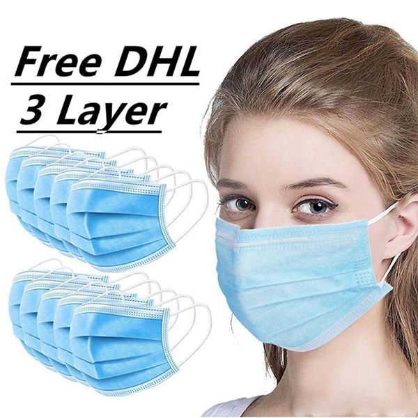 

100pcs dhl wholesales disposable mask 3 layer earloop dust mouth masks cover non-woven anti dust mask soft breathable safety face masks