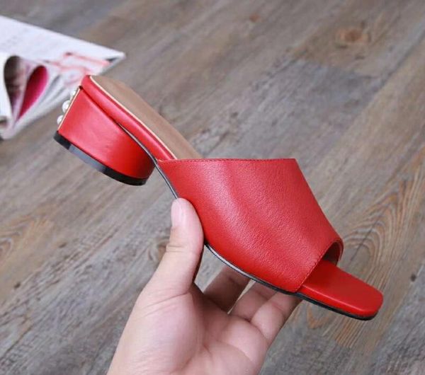 

new women fish mouth slippers outdoor wedges sandals back pearl designer lady peep-toe moccasins slides femininas 35-40, Black