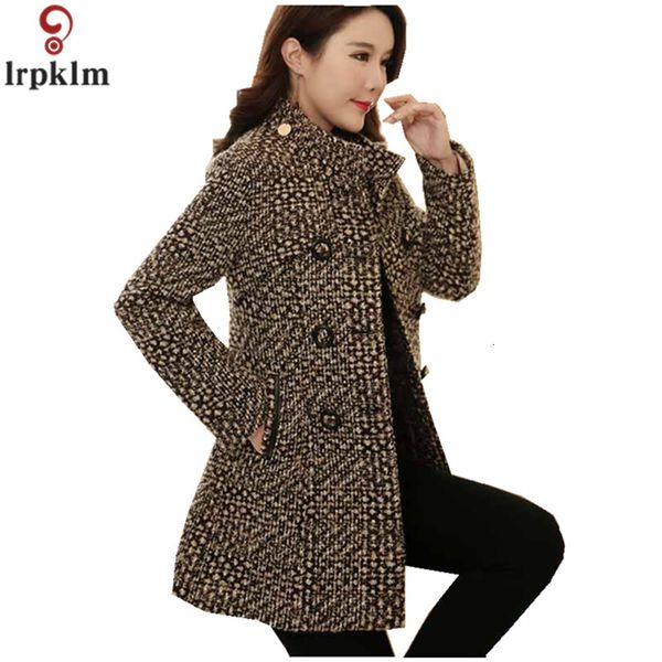 

women's plaid coat 2018 winter wool jacket long coats for ladies woollen autumn jackets korean thickening clothes lz883 y190926, Black