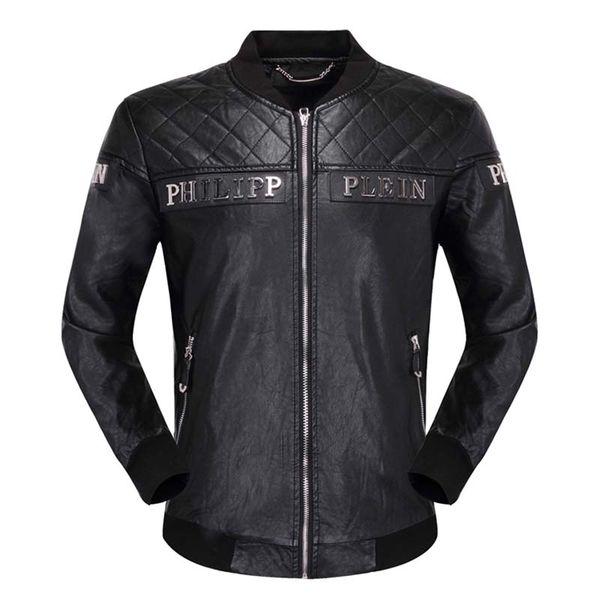 

Leather men 039 pu metal letter embroidered piplan coat fa hion motorcycle coat